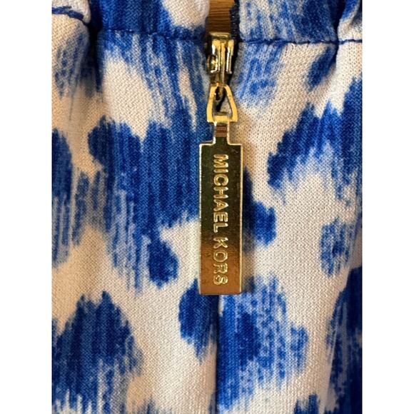 MICHAEL Michael Kors Royal Blue Halter Dress White Print Gold Chain DetaiL XL - Picture 4 of 5